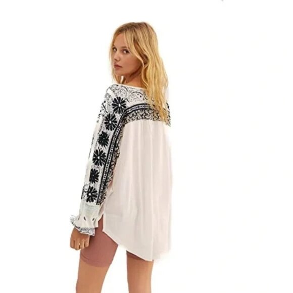 Free People Tripoli Boho Relaxed Top Blouse Shirt Women Size S - Picture 2 of 14